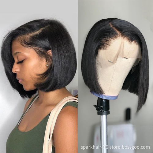 13x4 Cheap Short Bob Transparent Lace Human Hair Wig,T-Part 8-16inch Mink Brazilian Hair Wig,4x4Closure Bob Wigs For Black Women